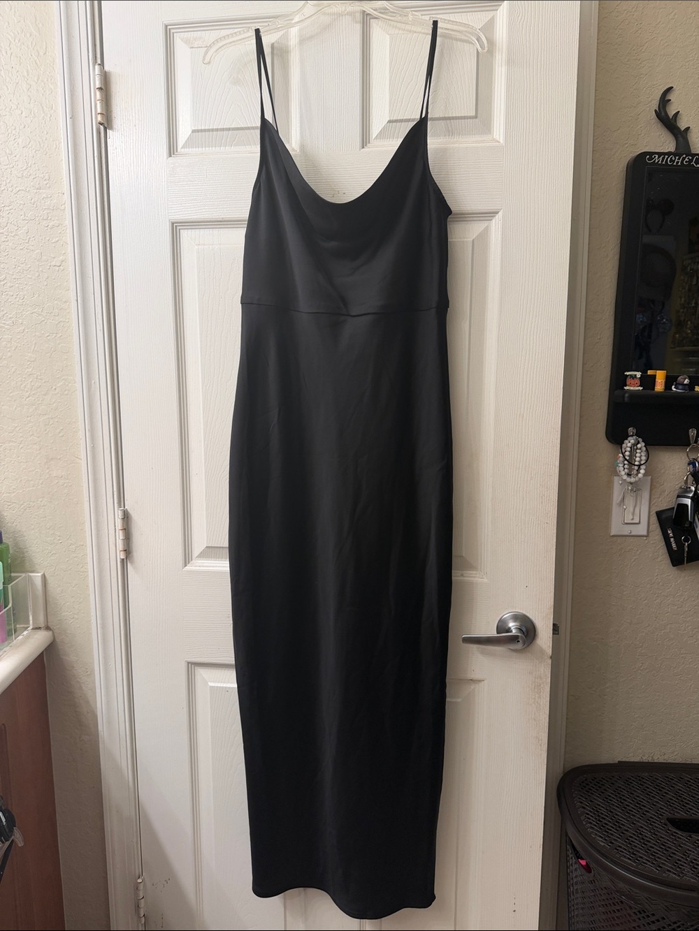 Taylor Black Maxi Slip Dress with Cowl Neck
